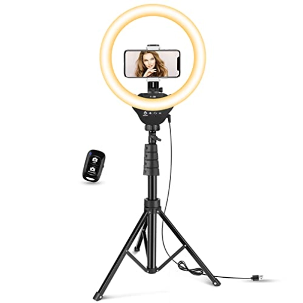 Aureday 12” LED Ring Light with Stand and Phone Holder, Video Light 3000K-6000K Dimmable Selfie Ringlight for YouTube Video/Live Stream/Makeup - Nature Light