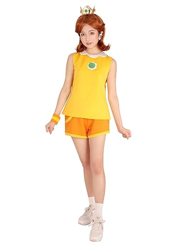 miccostumes Women's Yellow Tennis Outfit Cosplay Costume with Crown - Large