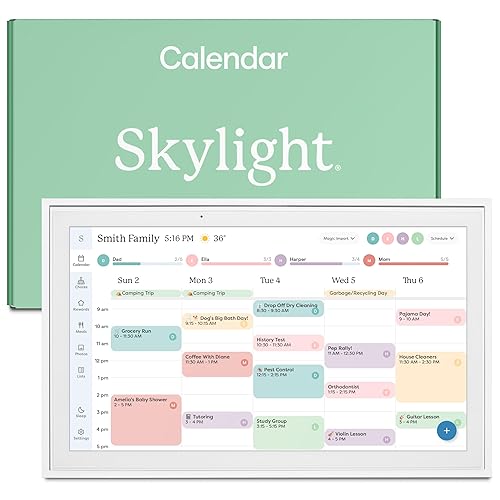 Skylight Calendar: 15 inch Digital Calendar & Chore Chart, Smart Touchscreen Interactive Display for Family Schedules - Wall Mount Included - White - Calendar - 15 Inch