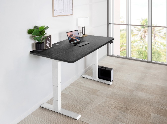 Standing Office Desk - L (70" × 29") / White / Oak Black