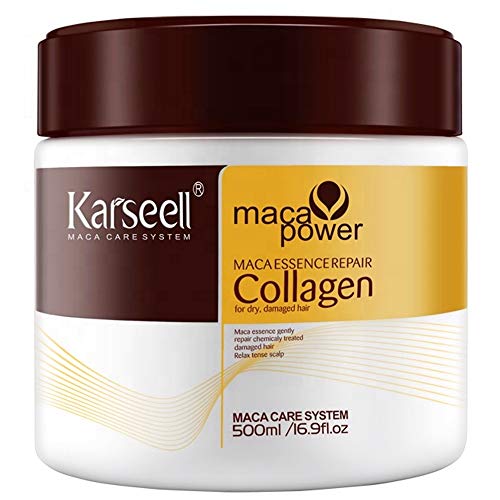 Karseell Collagen Hair Treatment Deep Repair Conditioning Argan Oil Collagen Hair Mask Essence for Dry Damaged Hair All Hair Types 16.90 oz 500ml - 16.9 Fl Oz (Pack of 1)