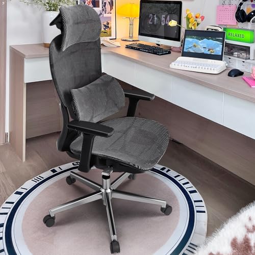 Hbada E2 Office Chair, Computer Chair with Adjustable 3D Armrest, Swivel Office Chair -Adjustable Headrest with 3D Lumbar Support and PU Wheels Black - Black - upgraded