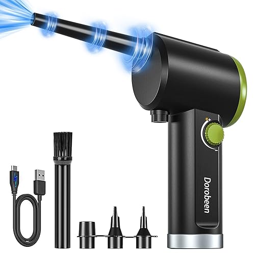 DOROBEEN Compressed Air Duster, Cordless Handheld Air Blower, Stepless Speed, 41000RPM, Portable Rechargeable Built-in Battery, Electric Air Duster for Computer Keyboard Electronics Cleaning - AT07-G