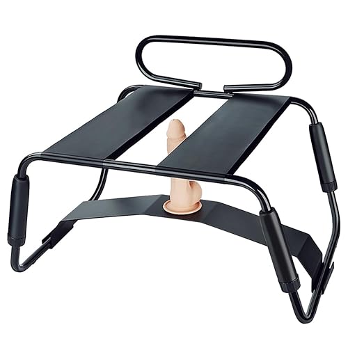 Sex Chair Adjustable Height Sex Bench Bouncing Mount Sex Stool Weightless Position Bouncer Chair with Handrail and Dildo Stainless Portable Elastic Chairs BDSM Sex Novelty Toy for Adult Game (Black) - Black