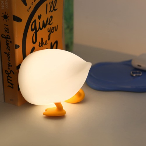 DCQRY Cute Duck Butt Night Light, Animal Silicone Nursery Night Light with Touch Sensor USB Rechargeable Table Lamp Dimming Bedside Lamp for Baby Girls Women Bedrooms Living Room - White