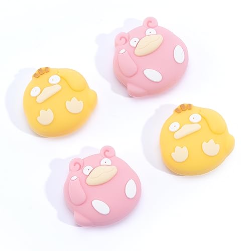 WISHAVEN Cute Joycon Thumb Grip Caps Compatible with Nintendo Switch Zelda, Soft Silicone Joystick Cover for Nintendo Switch/OLED/Lite Controller, 4PCS (Psyduck & Slowbro) - Psyduck & Slowbro