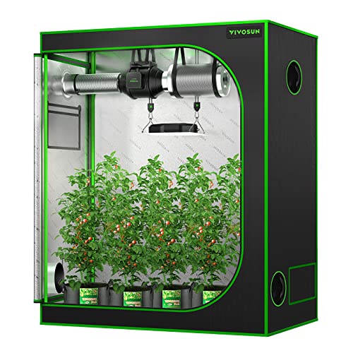VIVOSUN S425 4x2 Grow Tent, 48"x24"x60" High Reflective Mylar with Observation Window and Floor Tray for Hydroponics Indoor Plant for VS2000 - 48"x24"x60" - Black