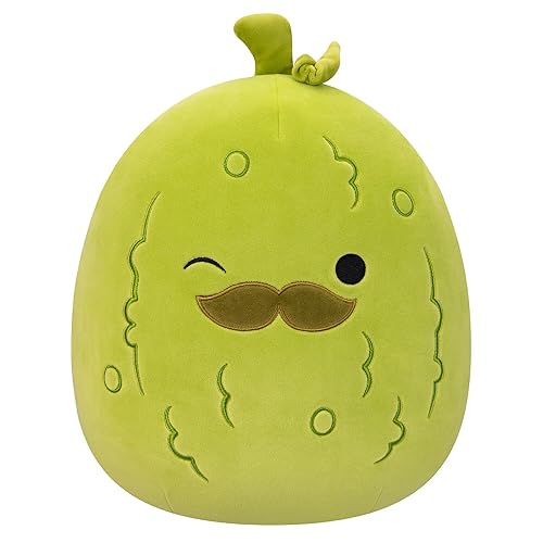 Squishmallows Original 12-Inch Charles Pickle with Mustache - Medium-Sized Ultrasoft Official Jazwares Plush - Pickle With Mustache