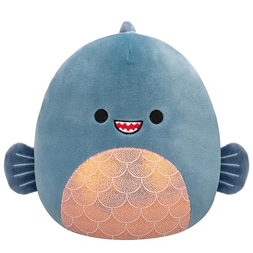 Squishmallows Original 8-Inch Kurtz Grey Teal Piranha - Official Jazwares Plush (Little)