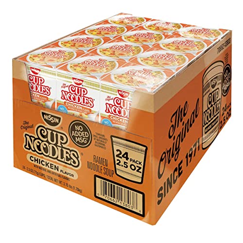 Nissin Cup Noodles Ramen Noodle Soup, Chicken Flavor 2.25 Ounce (Pack of 24) - 71 g (Pack of 24)