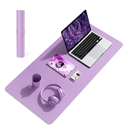 Non-Slip Desk Pad,Mouse Pad,Waterproof PVC Leather Desk Table Protector,Ultra Thin Large Desk Blotter, Easy Clean Laptop Desk Writing Mat for Office Work/Home/Decor(Purple, 31.5" x 15.7") - Purple - 31.5" x 15.7"