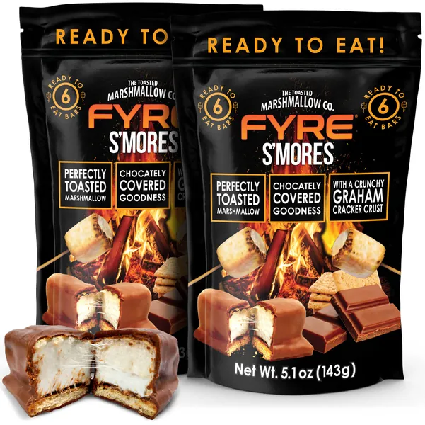 Gourmet Smores! Ready to Eat Handcrafted Milk Chocolate, Graham Cracker, Burnt Marshmallow Candy. S’more Cookie Bars (No need for Smores Kit, Maker, Caddy, Sticks or Fire Pit) 2 6-Packs - 12 Smores - 