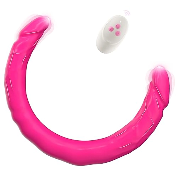 Double-Ended Vibrator Relistic Vibrating Dildo for Couple Sex Toys - 15.7 Inches Strapless G Spot Dildos Silicone Fake Penis with 10 Vibration Remote for Lesbian Anal Play Adult Toys & Games