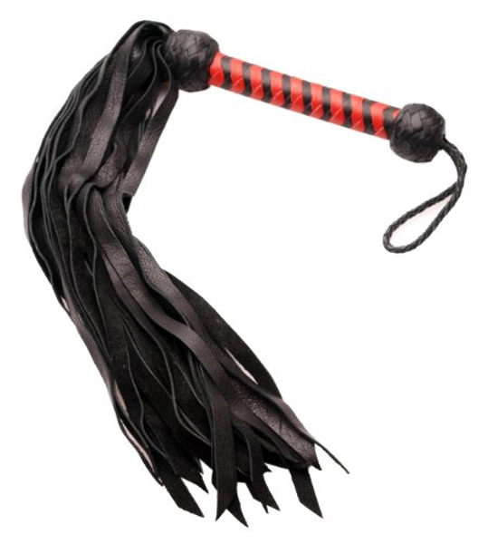 Strict Leather Premium Deerskin Flogger, Red On Black