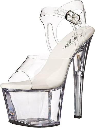 Pleaser Women's Sky-308VL Ankle-Strap Sandal - 8 - Clear/Clear
