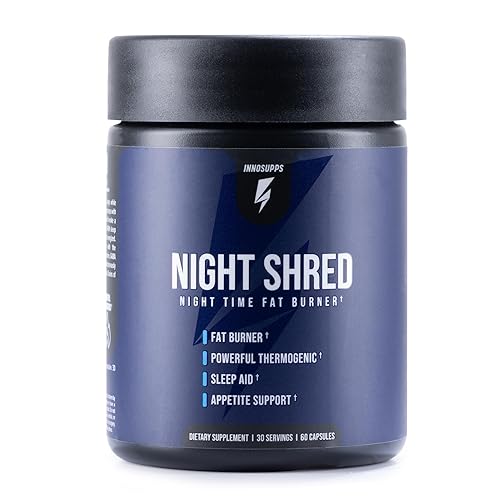 Night Shred Fat Burner and Natural Sleep Support | Ashwaganda, 5-HTP, CLA, Melatonin | Appetite Suppressant | Weight Loss Support Nighttime Fat Burning (60 Vegetarian Capsules)