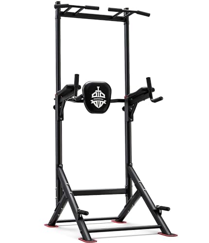 Sportsroyals Power Tower Pull Up Dip Station Assistive Trainer Multi-Function Home Gym Strength Training Fitness Equipment 440LBS - Black-02