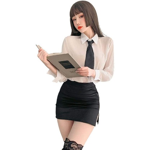 Naughty Schoolgirl Temptation: Erotic Uniform Set - M / White