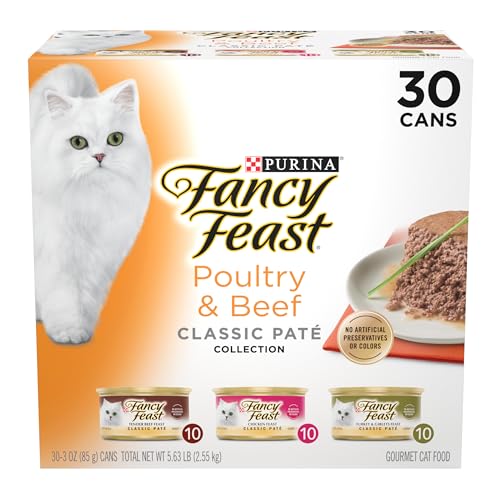 Fancy Feast Poultry and Beef Feast Classic Pate - (30) 3 oz. Cans - Beef, Chicken & Turkey - 3 Ounce (Pack of 30)