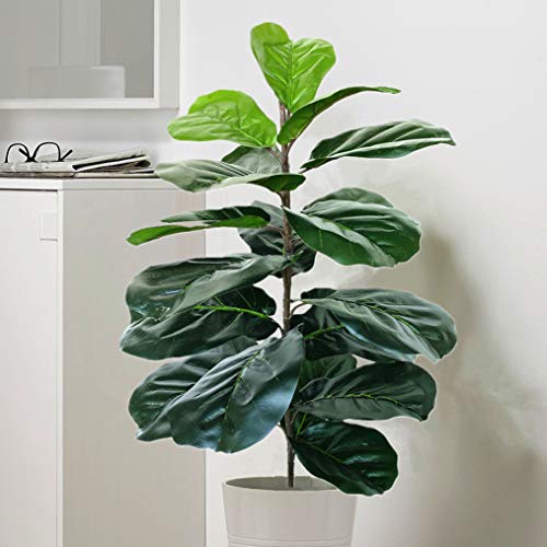 Artificial Fiddle Leaf Fig Tree Twig Faux Ficus Lyrata Plants Greenery for Home Office Yard Indoor and Outdoor Decoration (Green -1 Branch(28 inch)) - Green -1 Branch(28 Inch)