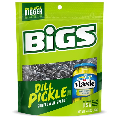 BIGS Vlasic Dill Pickle Sunflower Seeds, 5.35-Ounce Bags (Pack of 12) (10896887002209,) - Vlasic Dill Pickle