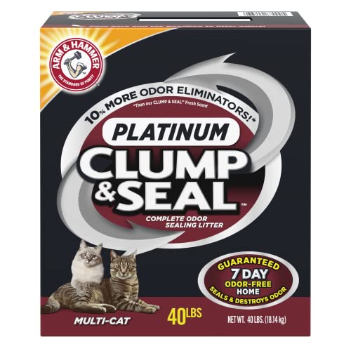 ARM & HAMMER Clump & Seal Platinum Cat Litter, Multi-Cat, 40 lb - Clumping Cat Litter - 40 lbs