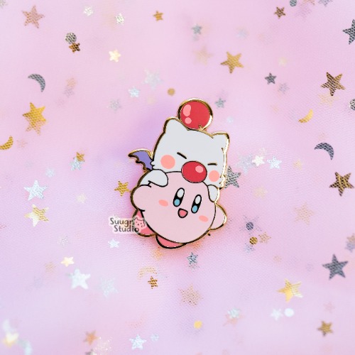 Poyo & Moogle Hard Enamel Pin - [A Grade] / Locking Clasp