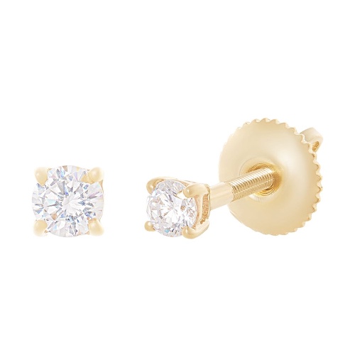 9ct Yellow Gold 4mm Stud Earring with Cubic Zirconia | Default Title