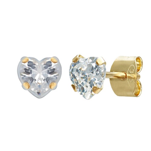 Cubic Zirconia Heart Earrings in 9ct Yellow Gold | Default Title