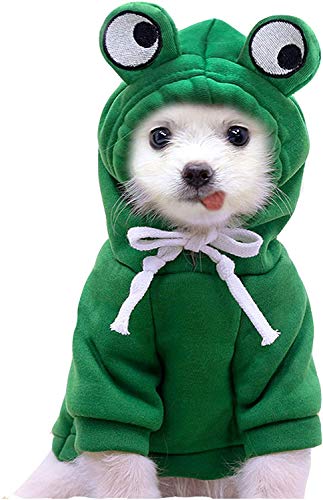 BAYOU Dog Hoodie Pet Clothes Fleece Dog Costume with Fruit Hood Pullover Dog Sweaters Coat Cat Clothes Warm Puppy Sweaters - S (Pack of 1) - Green