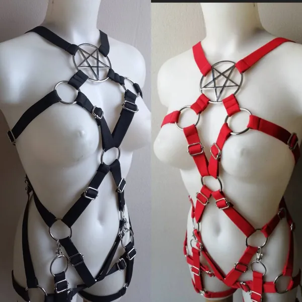 Red pentagram full body harness