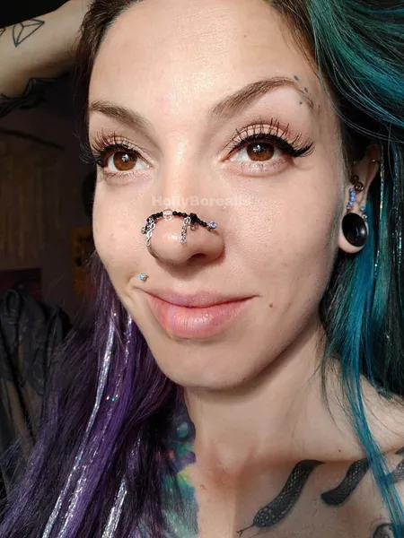 Black Widow [Herkimer Diamond/Black Spinel] Nose Chain