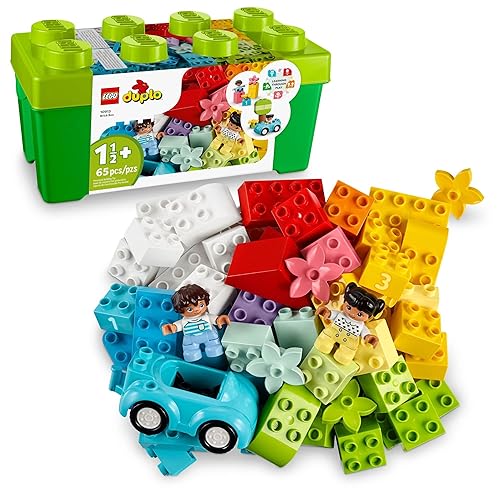 Lego DUPLO Classic Brick Box Building Set - Features Storage Organizer, Toy Car, Number Bricks, Build, Learn, and Play, Great Gift Playset for Toddlers, Boys, and Girls Ages 18+ Months, 10913 - Educational Toy