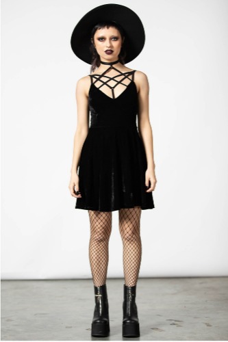 Magica Skater Dress [B] | M / Black / 94% Polyester 6% Elastane