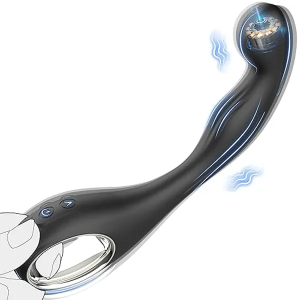Prostate Vibrator with 10 Vibration Modes, Male Prostate Massager & Women G Spot Vibrator, Vibrating Butt Plug Dildo with Hollow Ring Design, Anal Toys Stimulator for Couple, Waterproof Sex Toy, Black