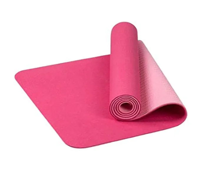 6mm Thick Double Color Anti-Slip TPE Yoga Mat Quality Exercise Sport Mat for Fitness Gym Home, Portable High Performance Grip Travel Yoga Mat, Eco-Friendly, Dual Color, Reversible, Odour-Free & Quick Absorbing Workout Mat | HAJEX™ - PINK