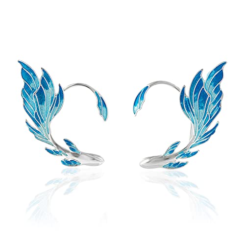 Elf Ear Cuff Earring for Women No Piercing Ear Cuff Fairy Ear Cuff Earring Left Ear Cuff Blue Ear Wrap Jewelry for Party Costume Cosplay - 1 pair ear cuff