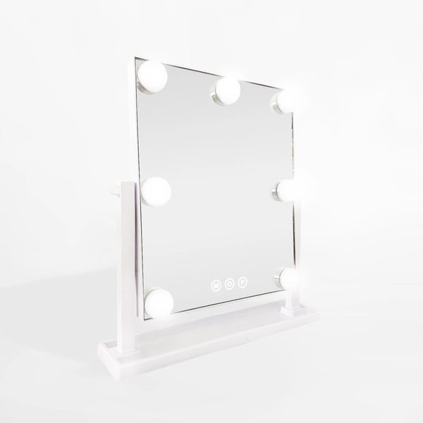 Lustro prostokątne z oświetleniem LED białe 32x8x35 cm | Agata