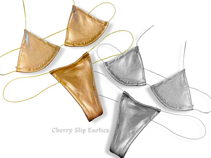 Metallic Microkini- Exotic Dancewear, Stripper Outfit, Micro Bikini