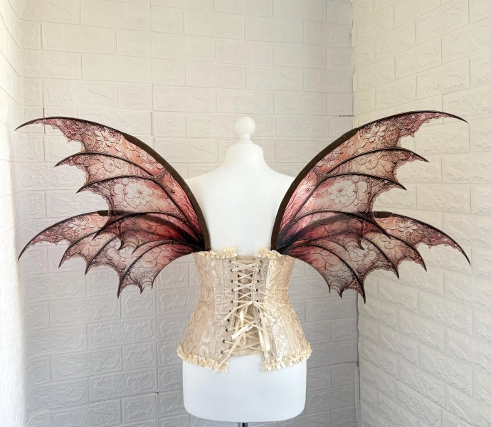 Gothic dragon wings, Magic fantasy wings for cosplay, Dark fairy, Lace wings for the festival and photo shoots