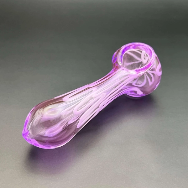 Cute Purple Glass Pipe - Girly Hand Pipe, Unique Pretty Design / Beautiful Smoking Bowl