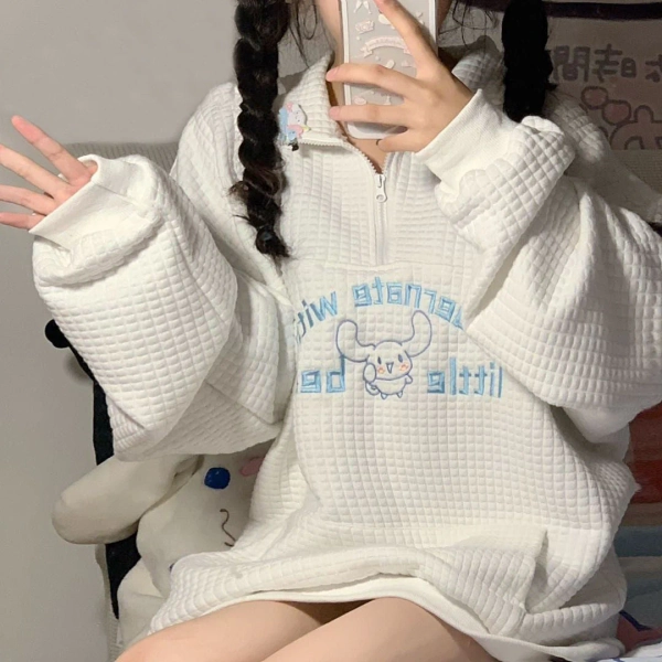 Textured Puppy Half-Zip Sweater