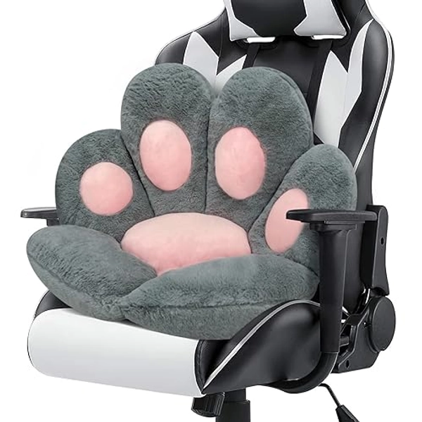 MOONBEEKI Cat Paw Cushion Chair Comfy Kawaii Chair Plush Seat Cushions Shape Lazy Pillow for Gamer Chair 24"x 22" Cozy Floor Cute Seat Kawaii for Girl Worker Gift, Dining Room Bedroom Decorate Grey