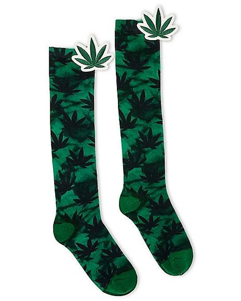 Weed Leaf Knee High Socks