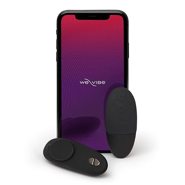 We-Vibe Moxie Wearable Lay On Panty Vibrator | Remote & App Control Vibrating Sex Toy for Couples | Clitoral Stimulator with 10 Intensity Levels | Adult Sexual Pleasure Tools | Waterproof | Black