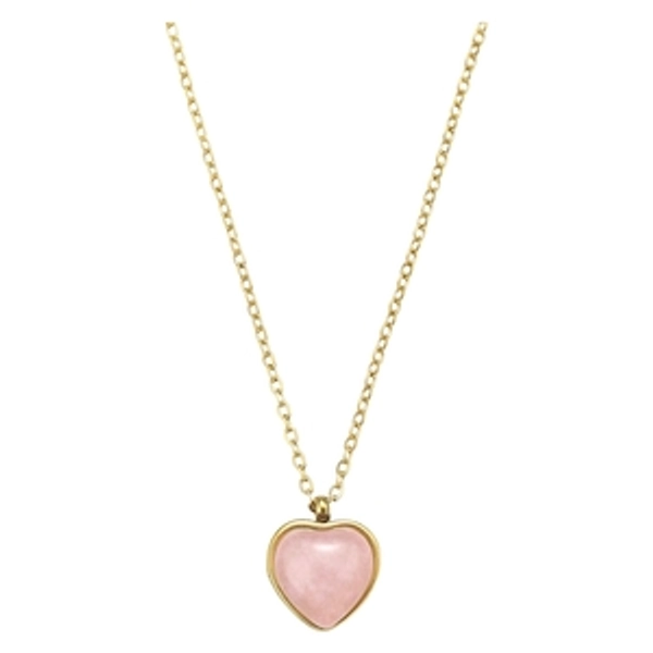 Timi Of Sweden Dorotea Gemstone Heart Necklace Rose Quartz