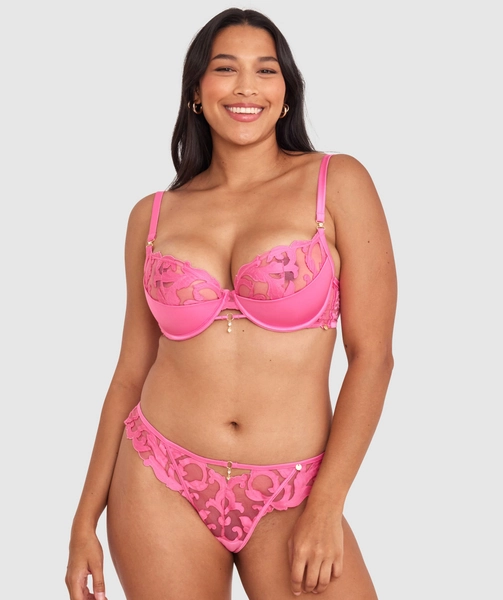 💕 Vamp Pink Passion High Leg Brazilian Knicker - Pink 14 💕