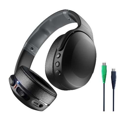 Skullcandy Crusher EVO Audífonos Over-Ear Inalámbricos con Sensory Bass y Cable de Carga Adicional, 40 h de Autonomía, Micrófono, Compatibles con iPhone Android y Dispositivos Bluetooth, Negro - Negro
