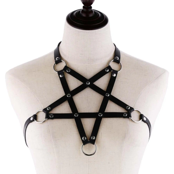 'Hellraiser' Black Fake PU Leather Harness