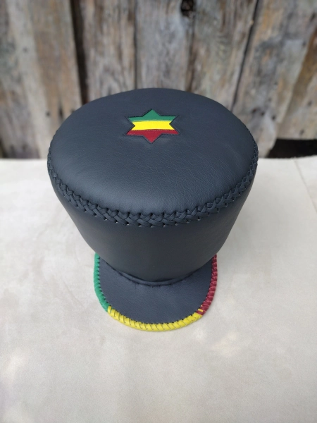 Made to Order - Handmade Leather RasTafari Crown - Solid Black Leather  W/ Star of David RAS Cool Ruler Crown - Choose UR Size